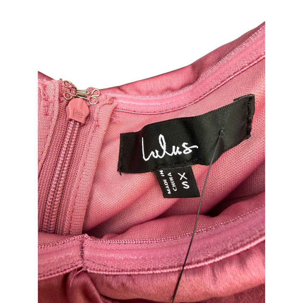 Lulus Pink Satin Off Shoulder Draped Mini Dress D17130 Cocktail Party XS NEW - Picture 3 of 11